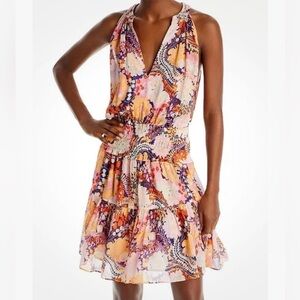 A.L.C. Silk Dress Sz 4 Courtney Dress Floral Split V Neck Pullover Sleeveless